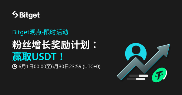 【Bitget 观点-6月限时活动】观察员粉丝增长奖励计划：赢取 USDT！插图