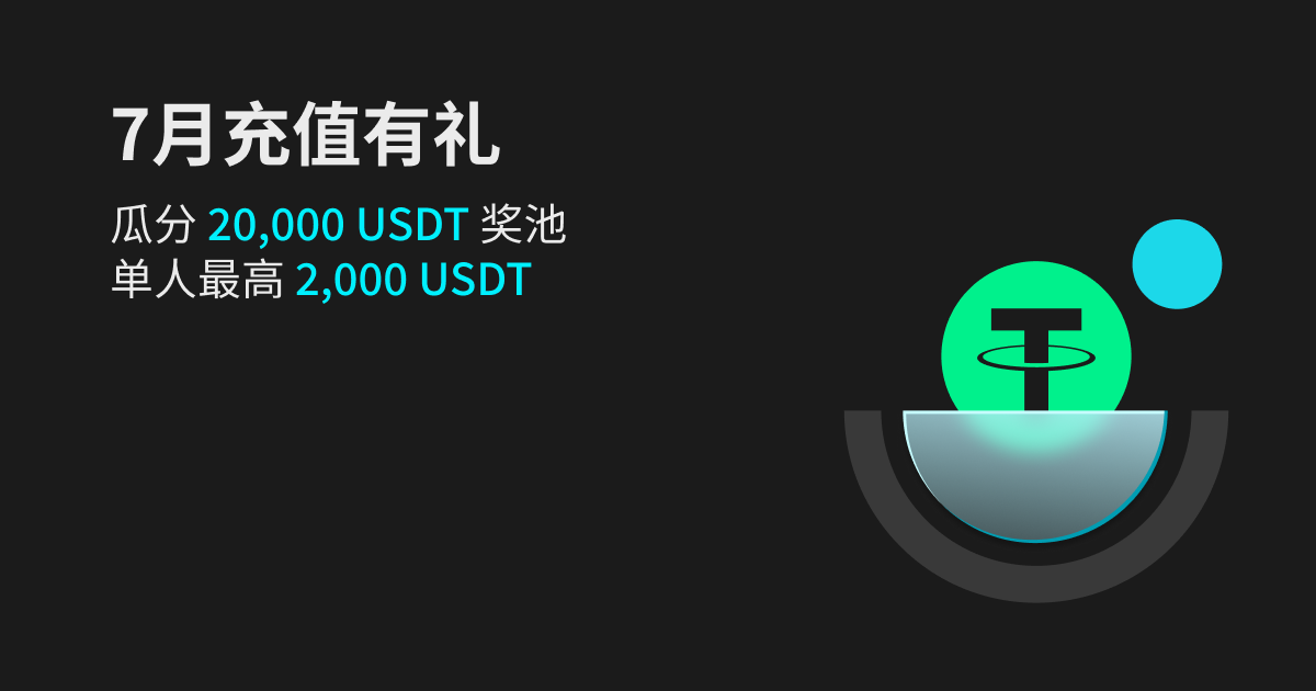 【7月充值有礼】瓜分20,000 USDT 奖池，单人最高2000 USDT_bitget交易所插图